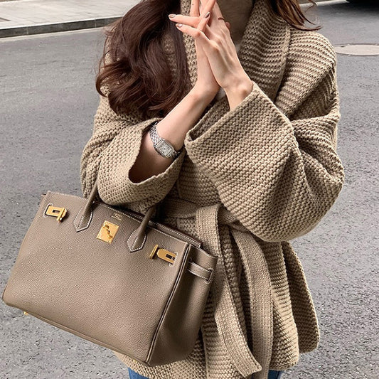 Fashion Elegant Tied Sweater Coat