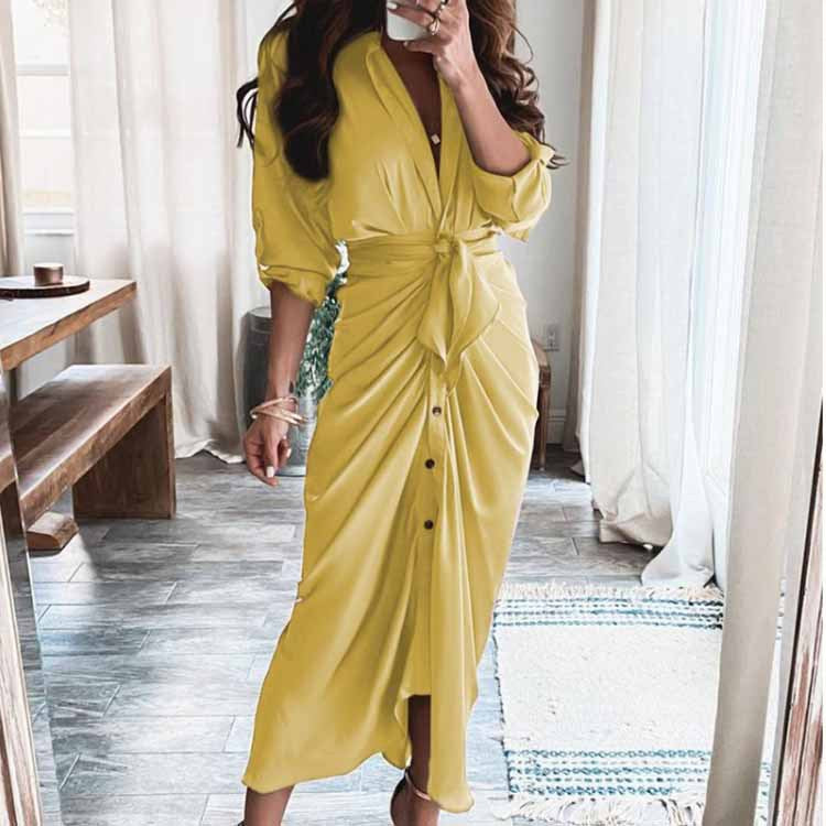 Casual Pleated Tie Dress