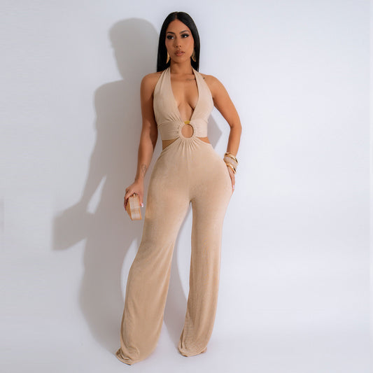 Versatile Solid Color Camisole Jumpsuit