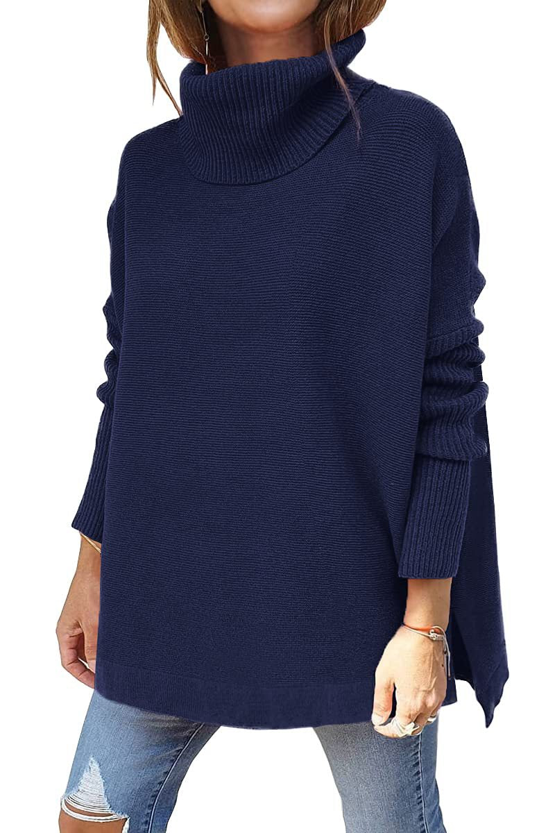 Turtleneck Sweater Mid Length Batwing Sleeve