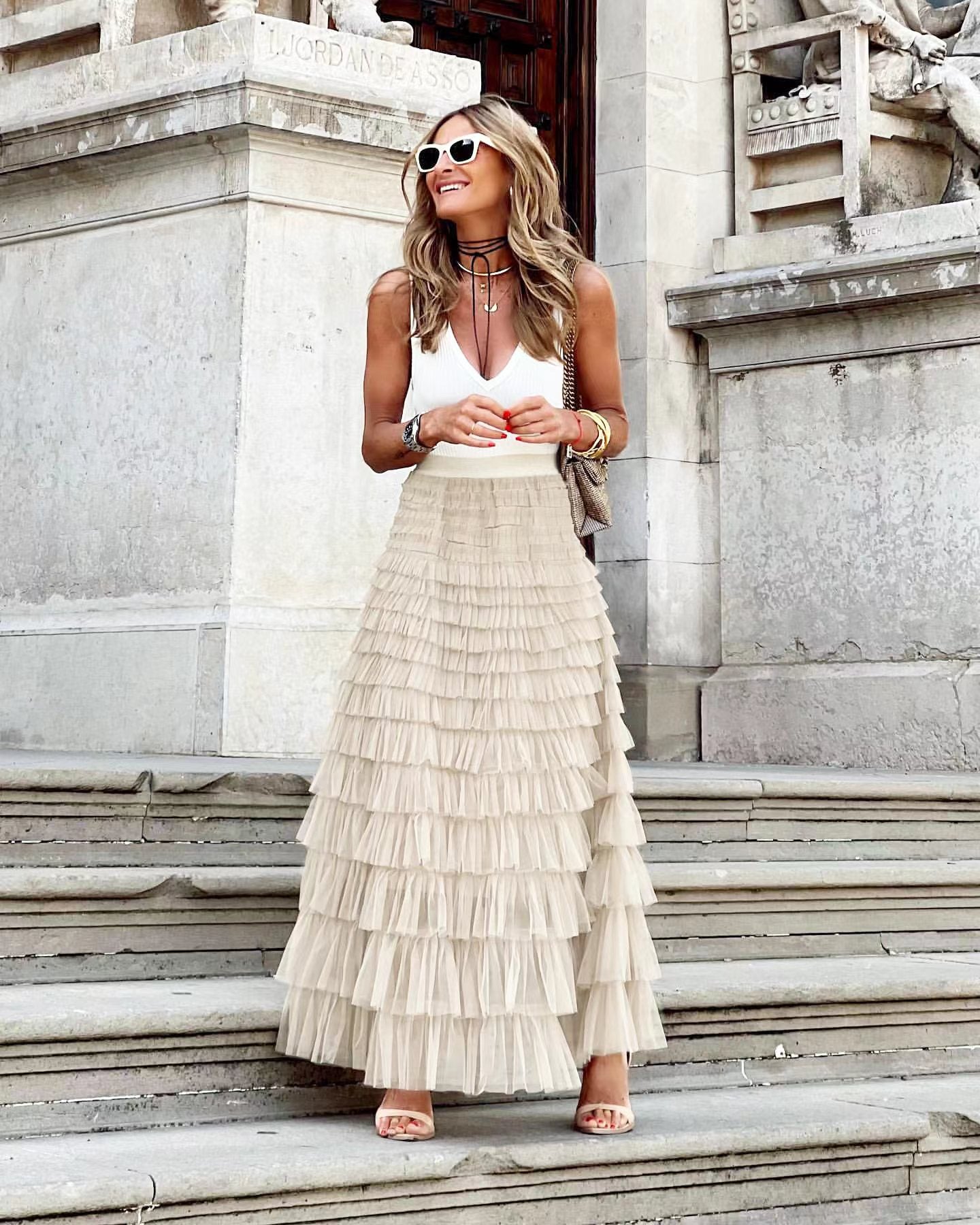 Ruffled Skirt Mesh Skirt