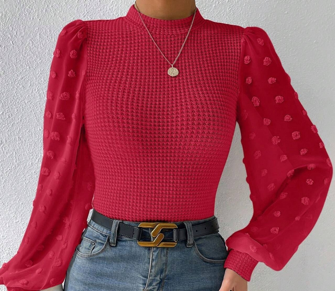 Knitwear Round Neck Stitching Long Sleeve Shirt