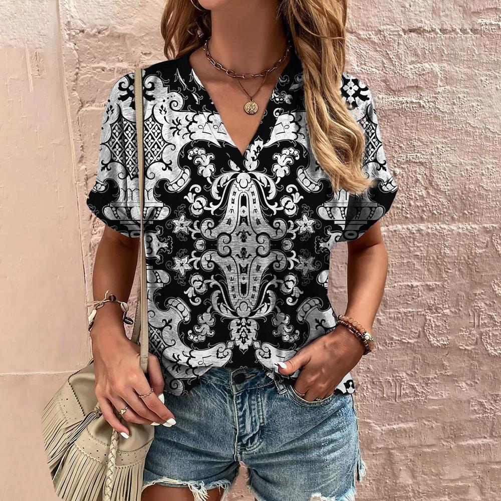 Printed V-neck T-Shirt