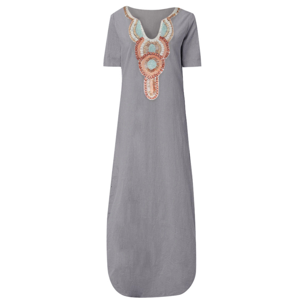 Embroidery Styled V-Neck Dress