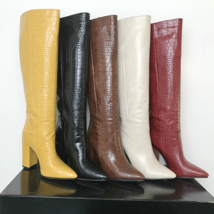 Fashion Leather Croc Print Boots