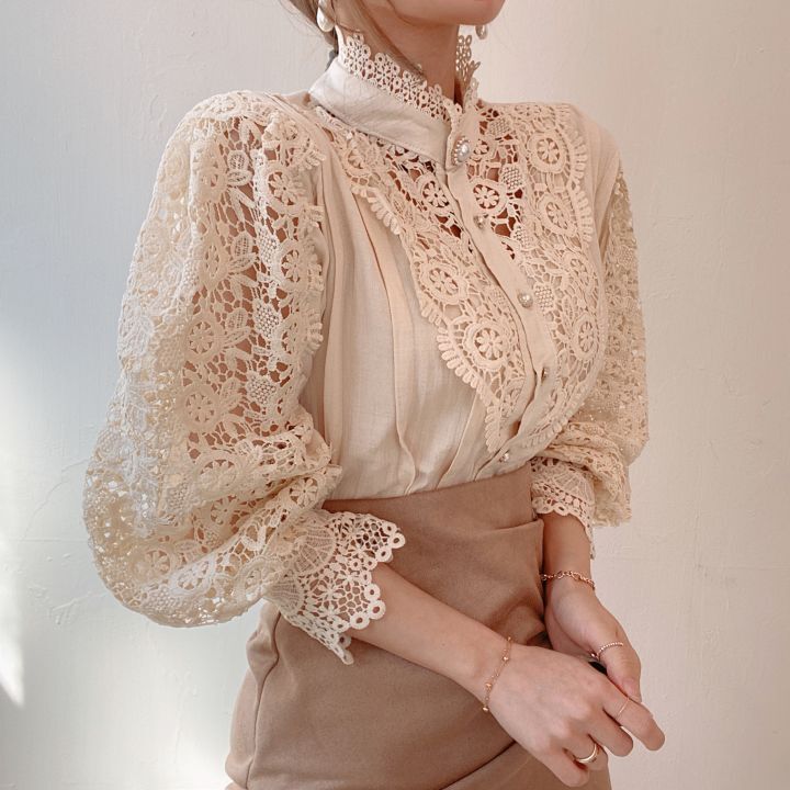 Flower Stitched Lace Blouse