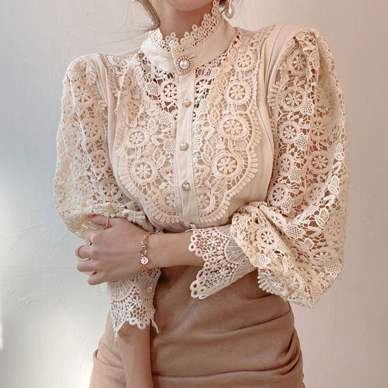 Flower Stitched Lace Blouse