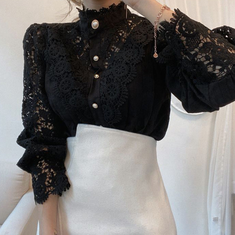 Flower Stitched Lace Blouse