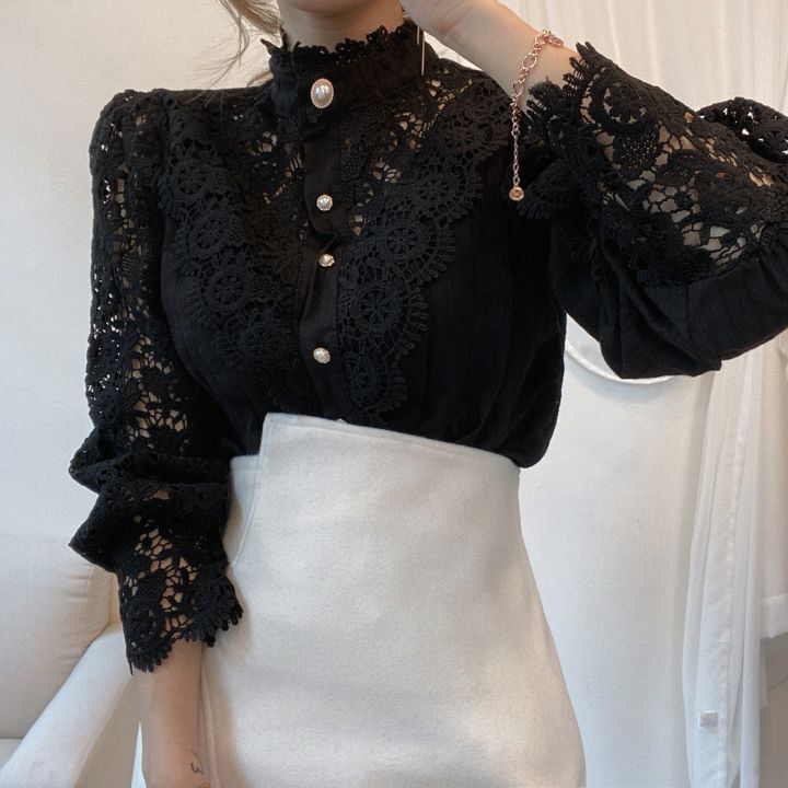 Flower Stitched Lace Blouse