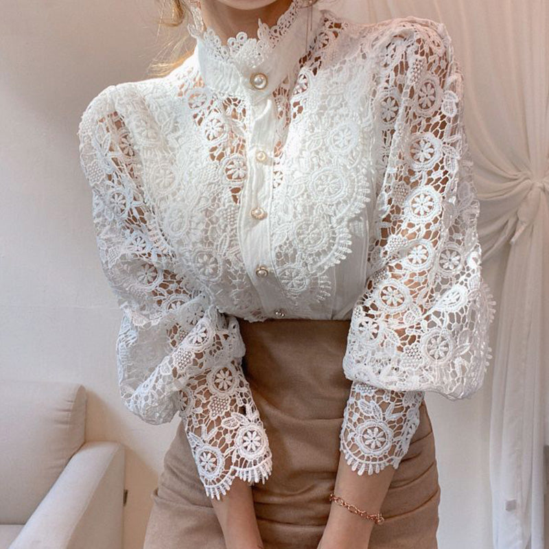 Flower Stitched Lace Blouse