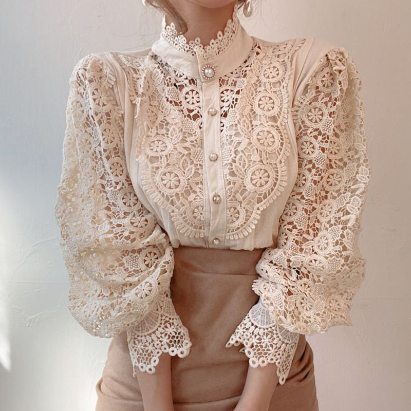 Flower Stitched Lace Blouse