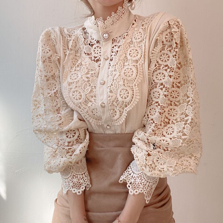 Flower Stitched Lace Blouse