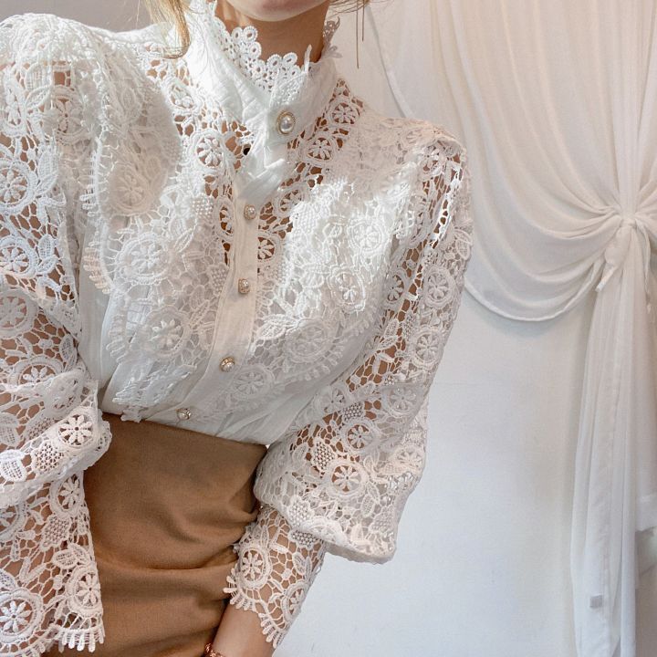 Flower Stitched Lace Blouse