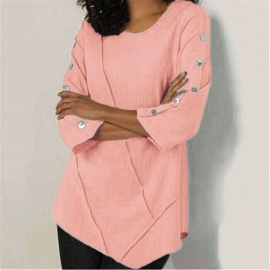 Solid Color Button Chiffon Casual Women's Blouse