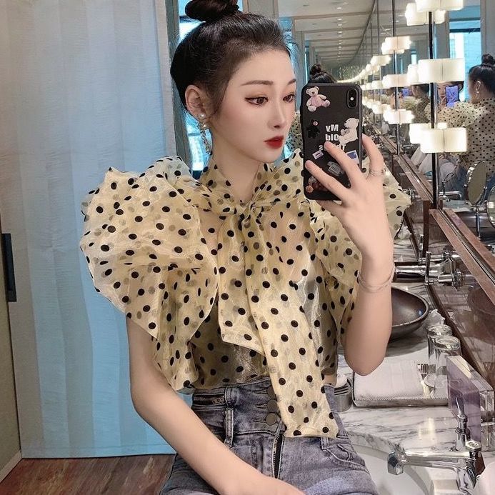 Doll Sleeve Ruffled See Through Blouse