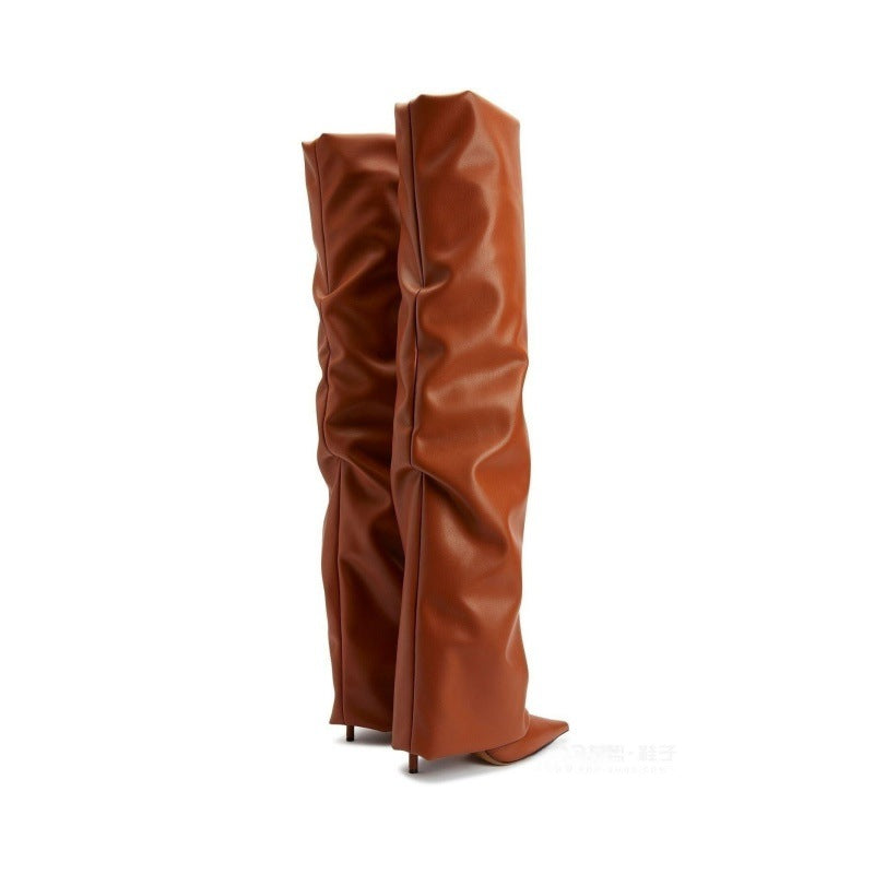 Leather Knee High Retro Boots