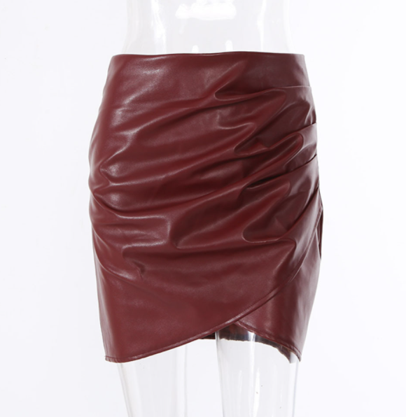 Discounted Leather Wrap Mini Skirt