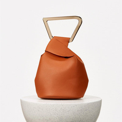 Vase Shaped Leather Handbag