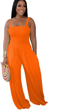 Solid Color Casual Tank Top Wide Leg Jumpsuit