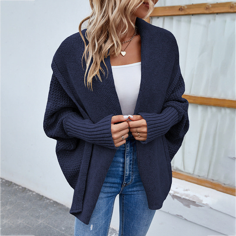 Loose Knitted Sweater Solid Color Long Sleeve Large Lapel Cardigan Autumn And Winter Fashion Jacket