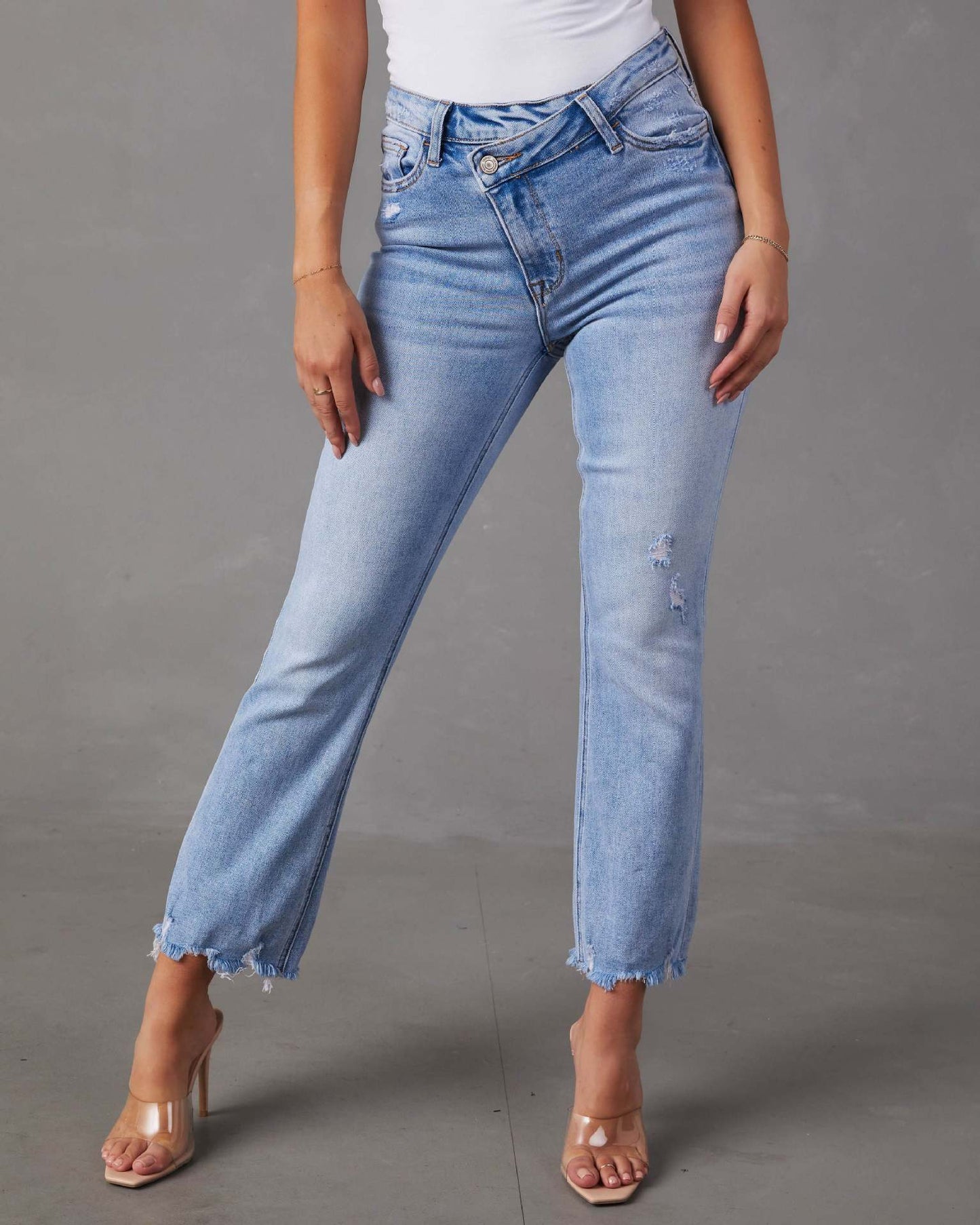 Fringe Ankle Blue Jeans