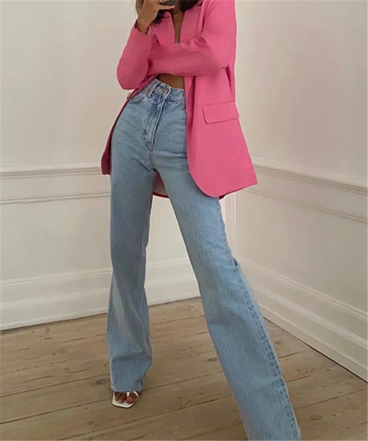 High Waist Denim Trousers