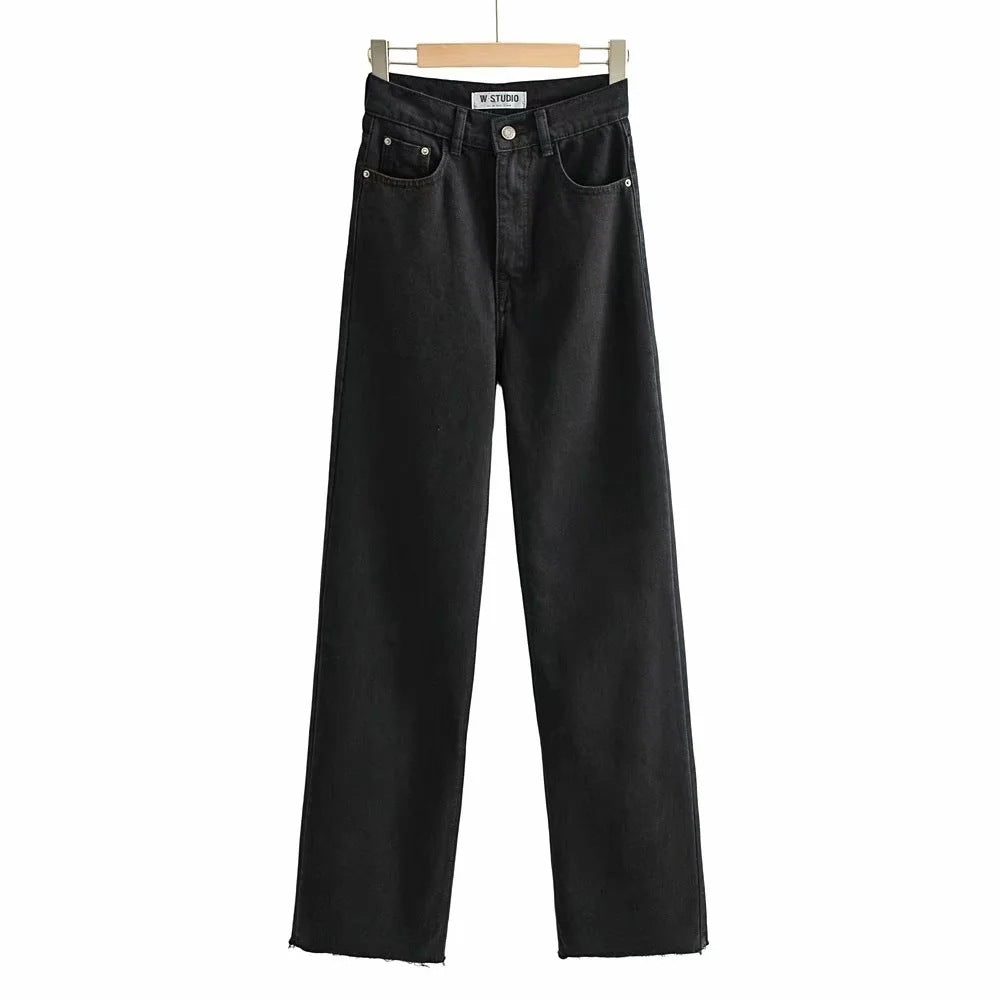 High Waist Denim Trousers