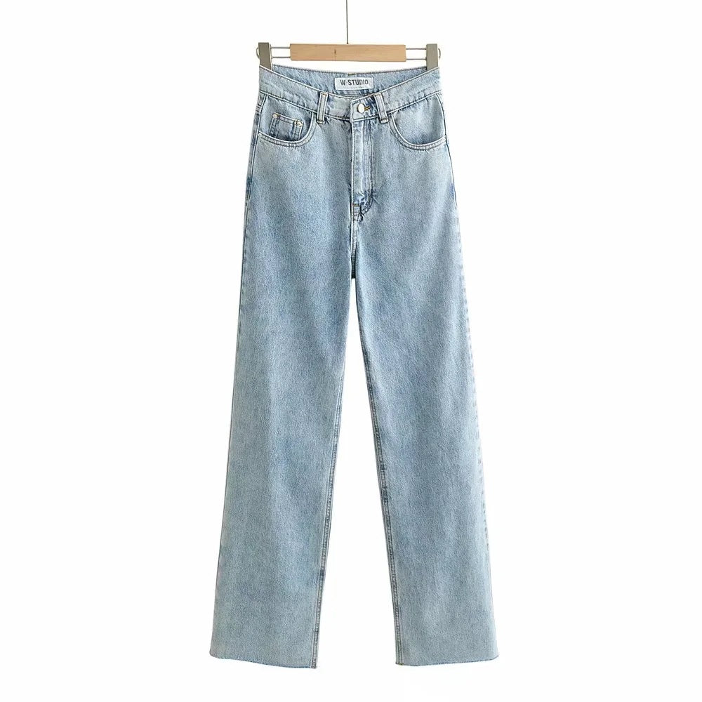 High Waist Denim Trousers