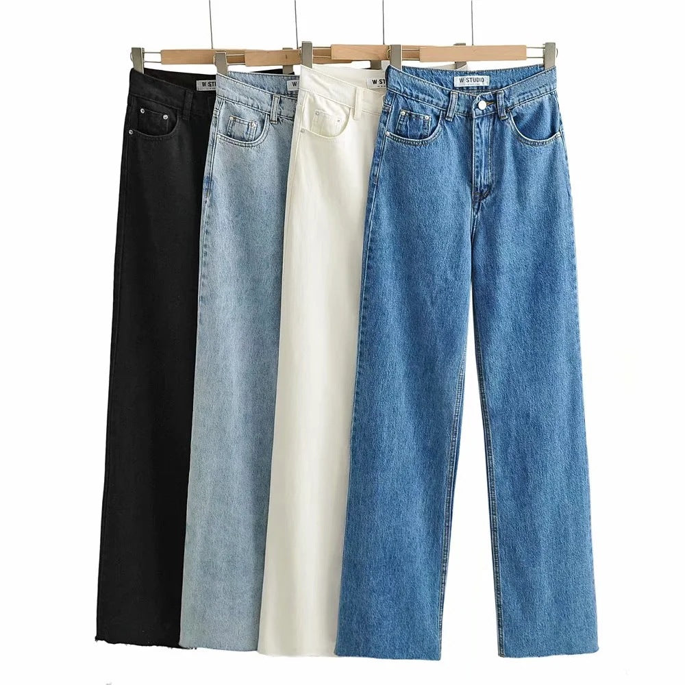 High Waist Denim Trousers