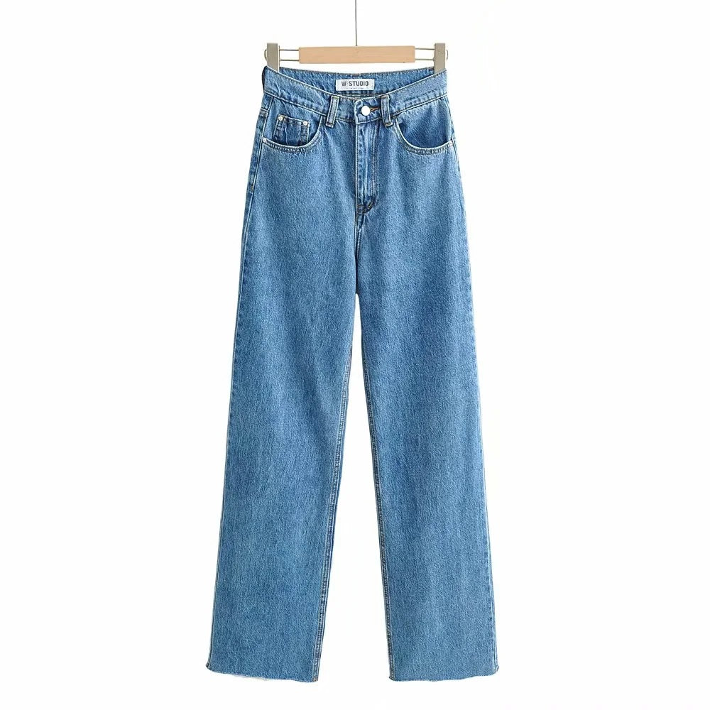 High Waist Denim Trousers