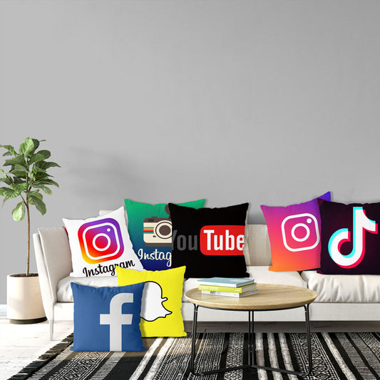 Social Media Patterned Pillow Cases