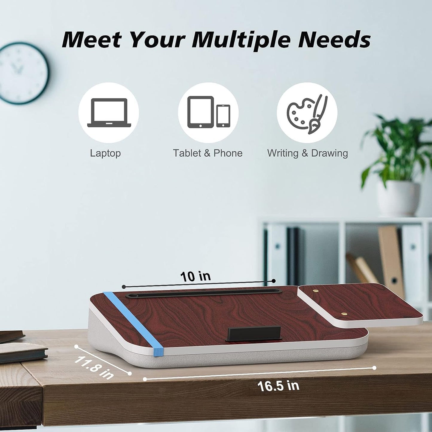 Laptop Desk With Cushion, Tablet Holder And Detachable Mouse Tray,