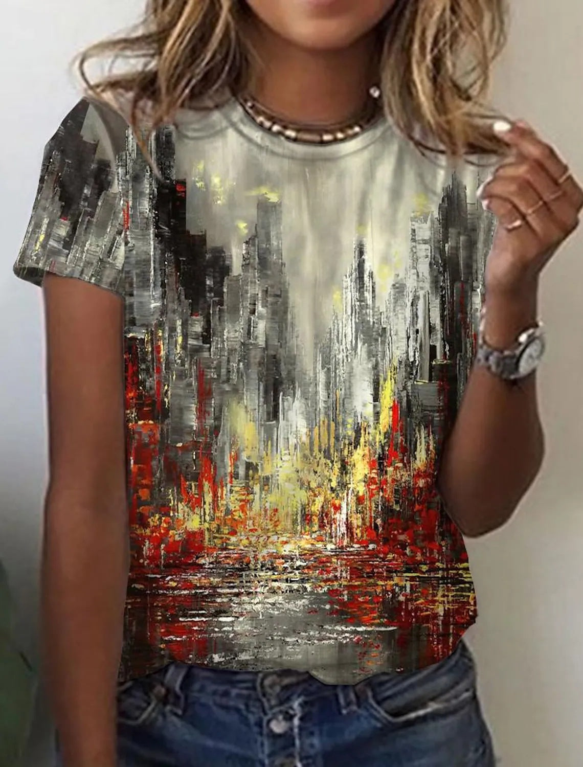 Abstract Retro Print Short Sleeve Shirt