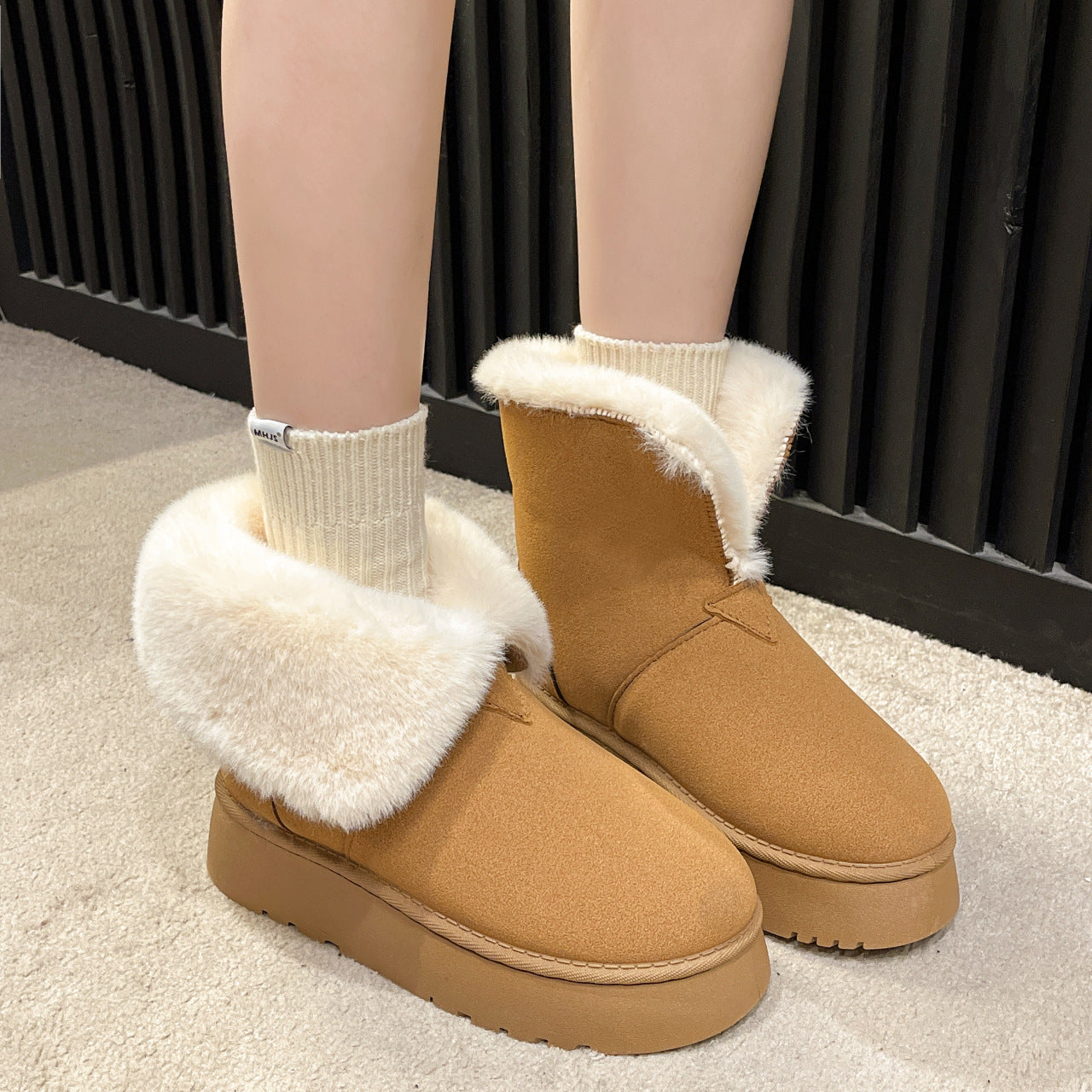 Foldable Suede Snow Boots