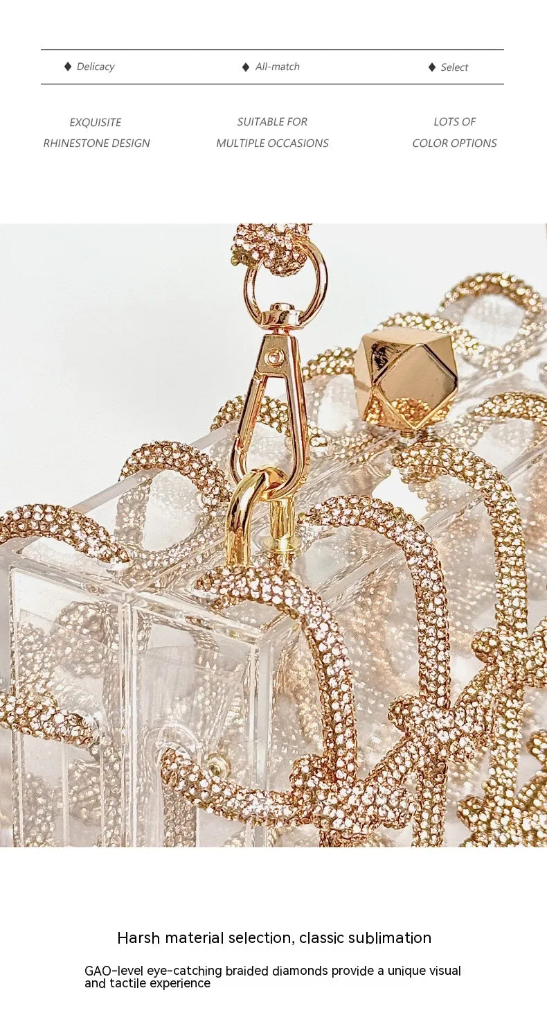 French Style Rhinestone Square Bag