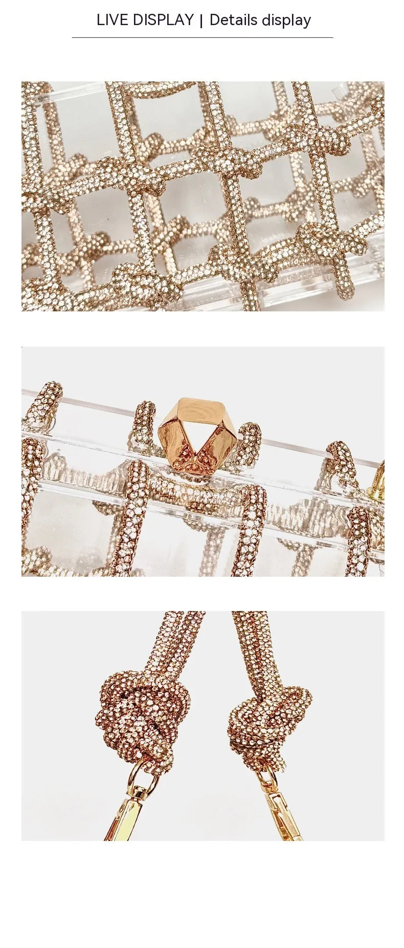 French Style Rhinestone Square Bag