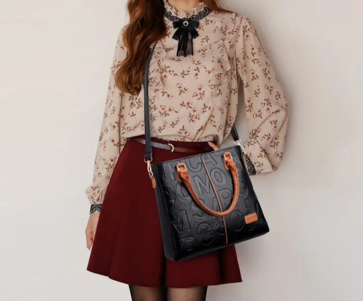 Large Capacity Leather Print  Shoulder Bag