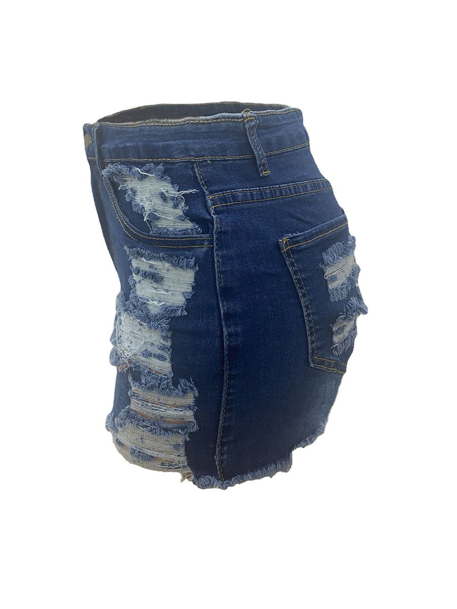 High Elastic Ripped Jeans Denim Shorts