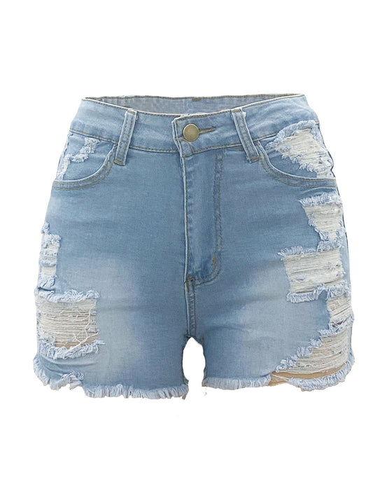 High Elastic Ripped Jeans Denim Shorts