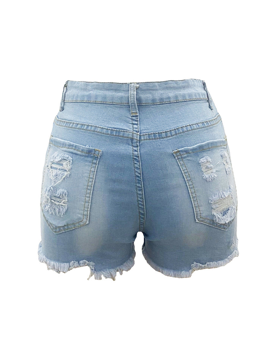 High Elastic Ripped Jeans Denim Shorts