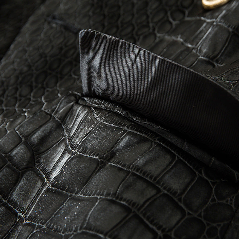 Black Crocodile Leather Jacket