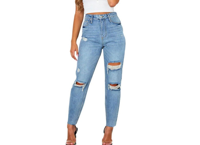 Fashion Ripped Blue Jeans