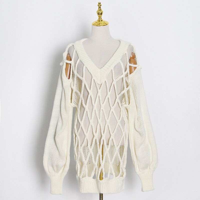 Loose Sleeve Net Sweater