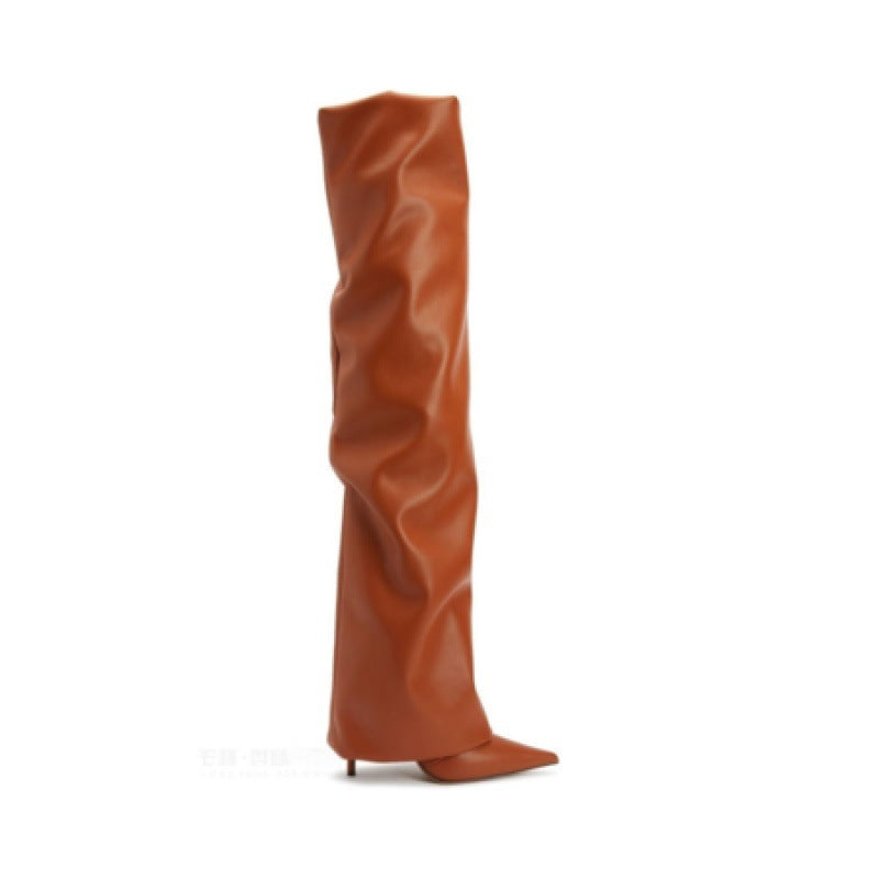 Leather Knee High Retro Boots