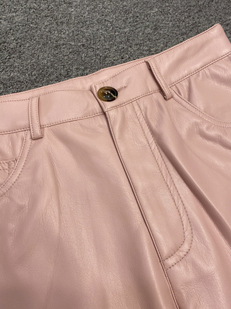 Casual Niche Leisure Commute Leather High Waist Shorts