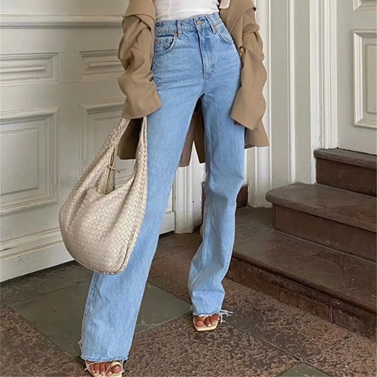 High Waist Denim Trousers