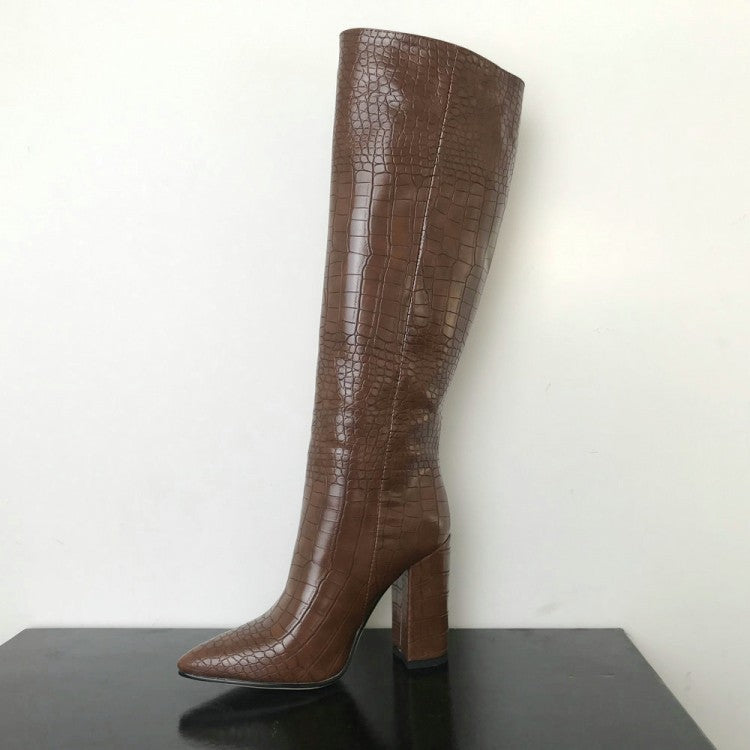 Fashion Leather Croc Print Boots