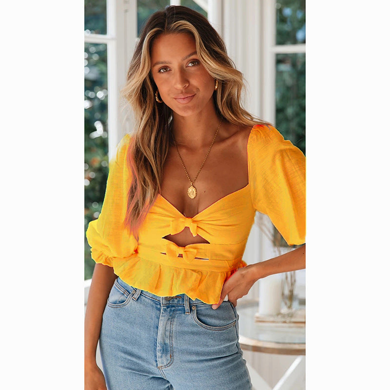 Women's Lantern Sleeve Cleavage Shirt