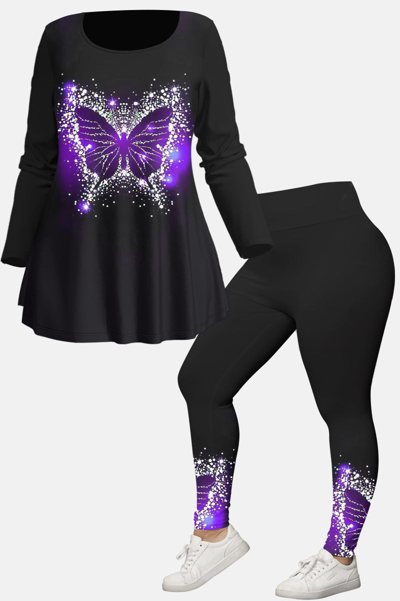 Long Sleeve Top Tights Ladies Two-piece Set