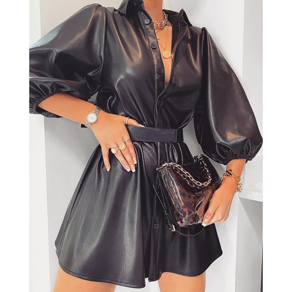 Faux Leather Dress